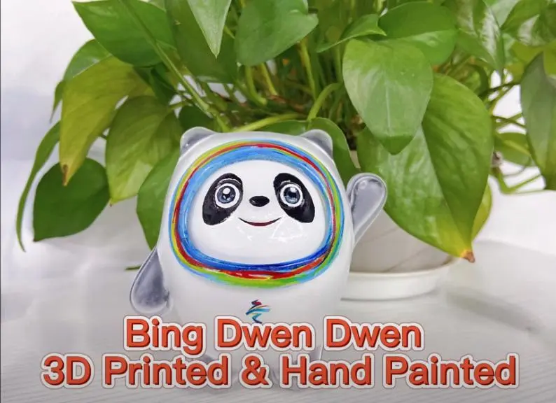 Bing Dwen Dwen Imprimé en 3D et peint à la main-Mascotte olympique officielle de Beijing 2022